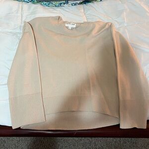 White + Warren Beige Crew Neck Sweater